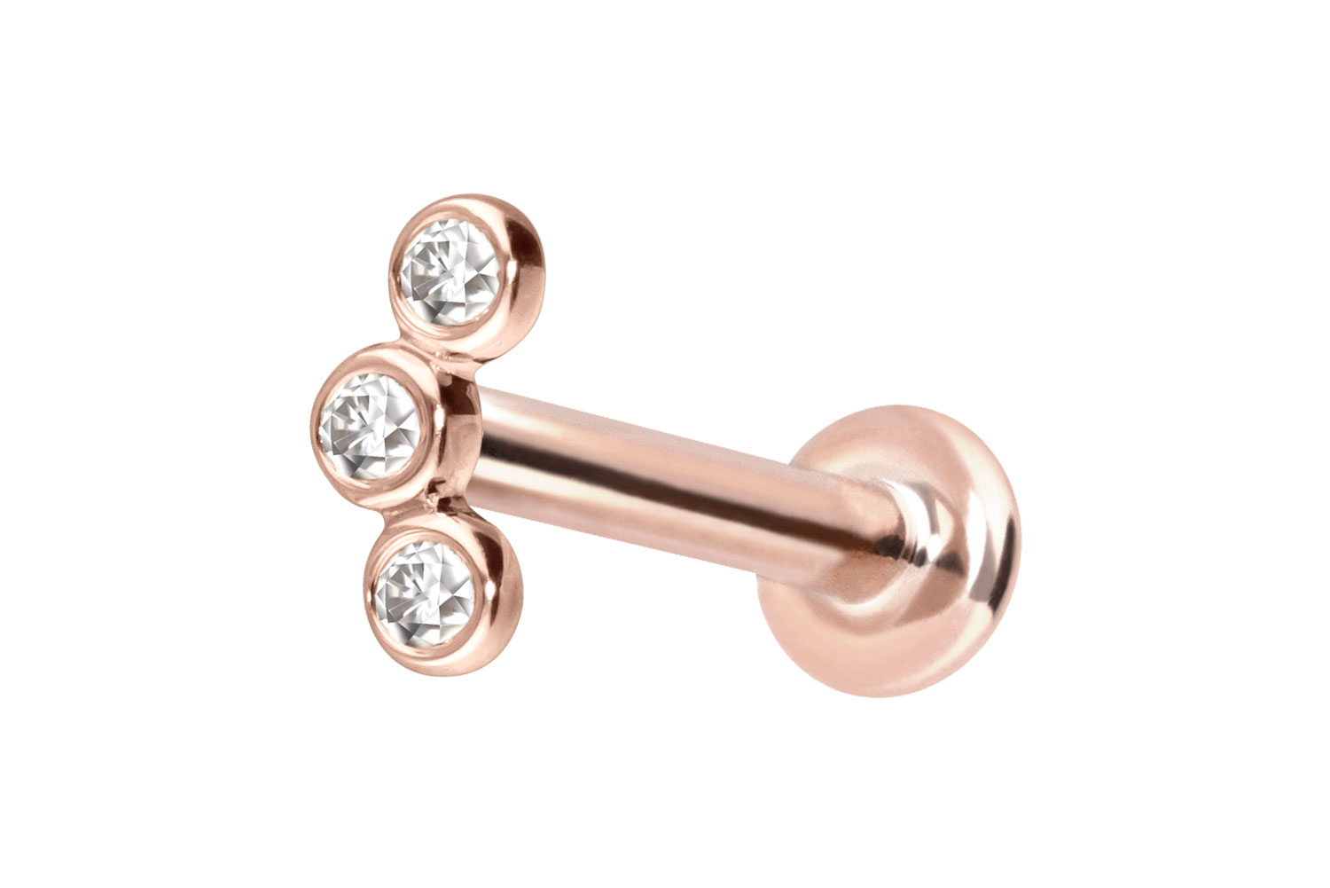 14 Karat Gold Labret Piercing mit Innengewinde MOISSANIT-BOGEN